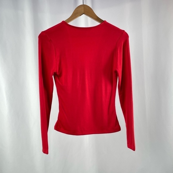 Cupcakes and Cashmere Erick Knit Faux Wrap Top in Red Size Small - Picture 5 of 7